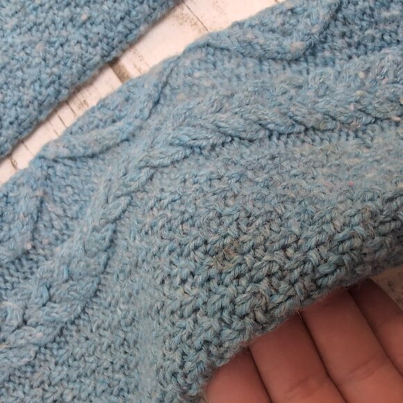 Women’s Blue Cable Knit Wool Sweater Textured Chunky Pullover – Size 20" - Picture 3 of 6